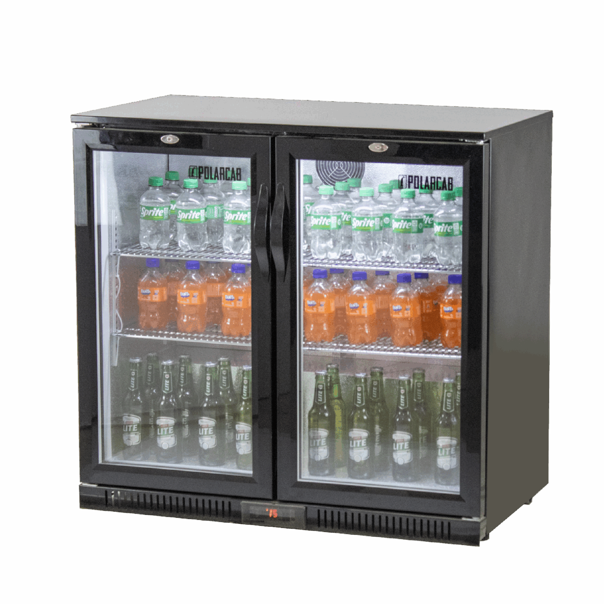 Back Bar Bottle Cooler – 2 Door, Hinged