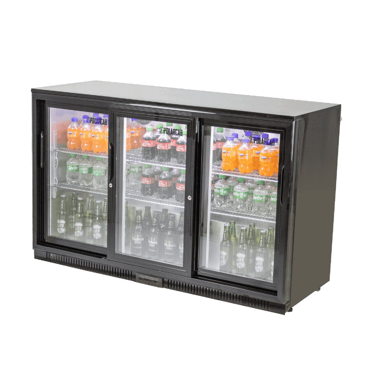 Back Bar Bottle Cooler – 3 Door, Sliding